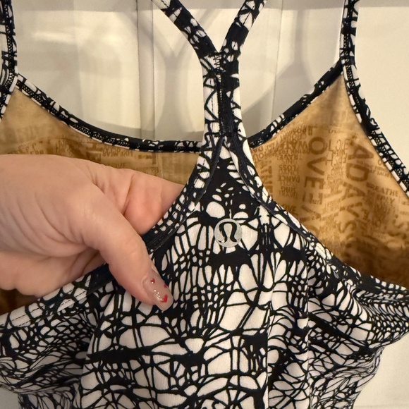 Lululemon Power Y Tank White Black Glacier Lace 31949 - Picture 7 of 10